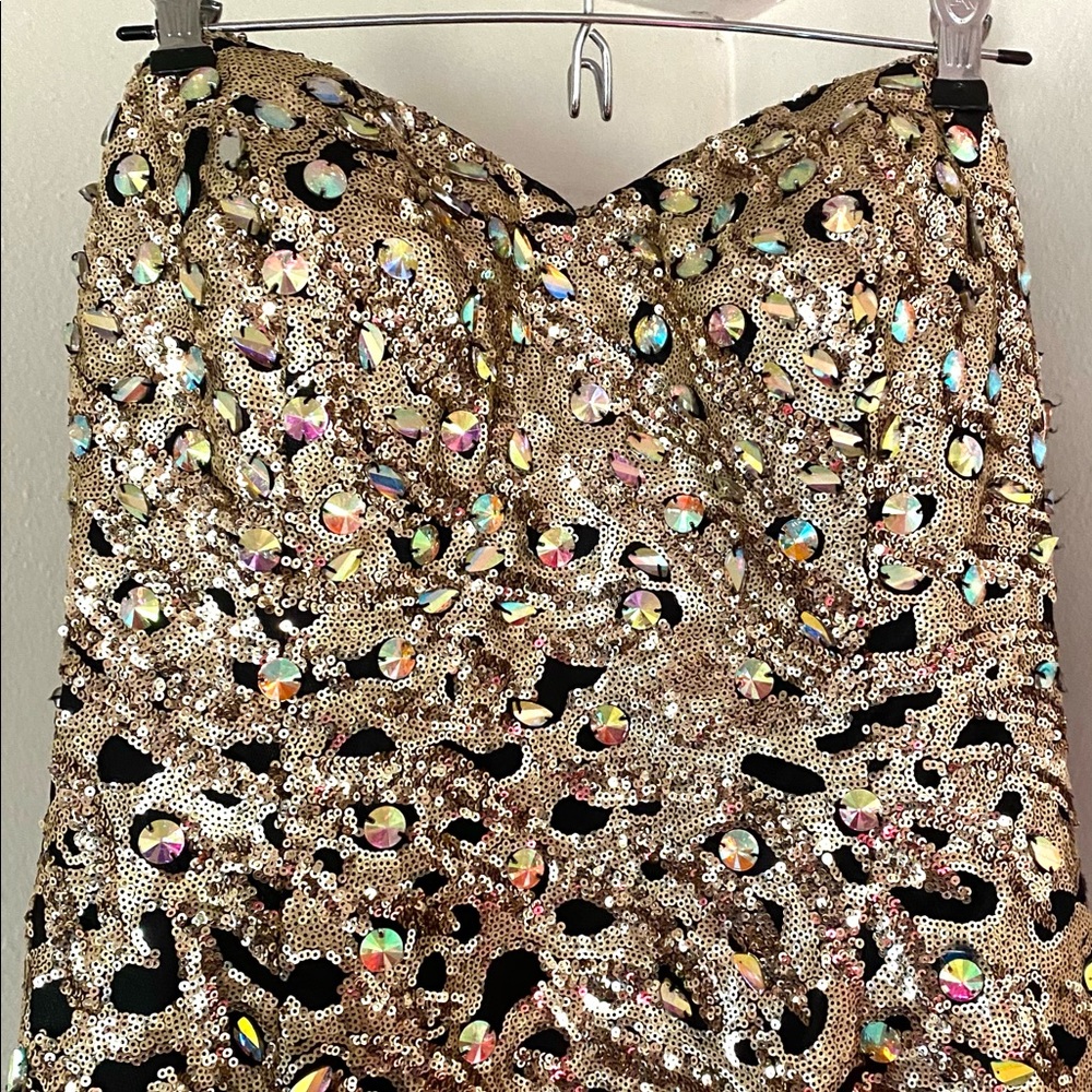 Black and Sold Sequin Prom Dress